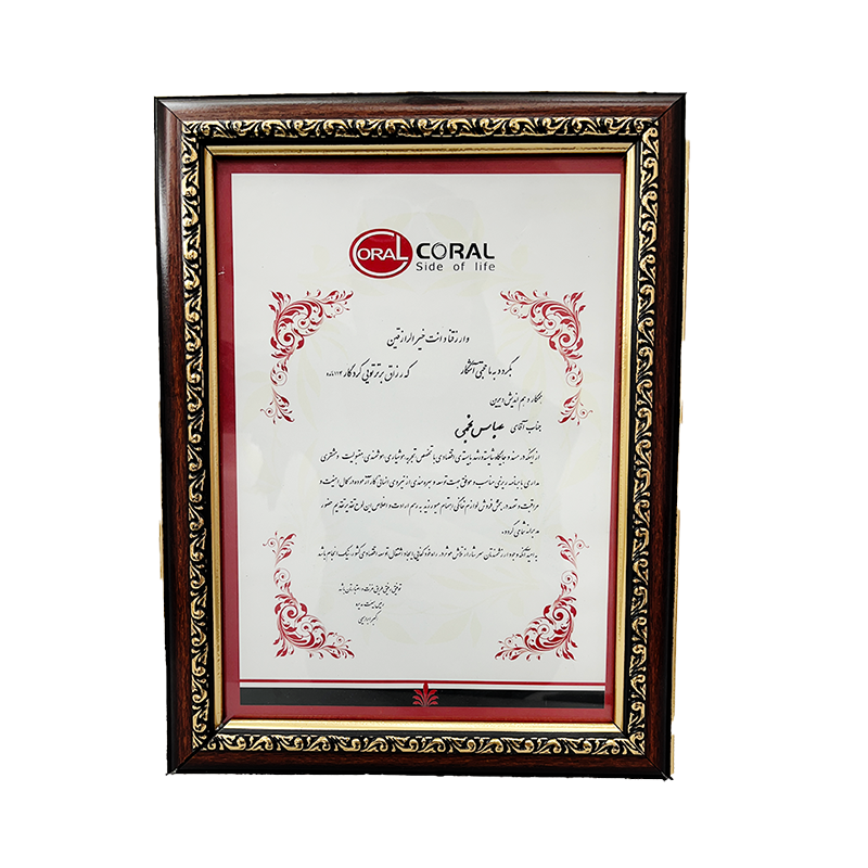 لوح تقدیر از جناب آقای عباس نجمی – مدیریت شایسته فروش و توسعه اقتصادی